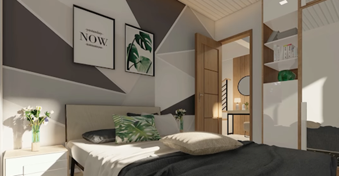 desain kamar tidur lantai 1 rumah minimalis 2 lantai